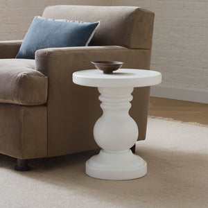 English Elm 20 Inch Handcrafted Mgo Cylindrical Side Table for Patio Living Room Use N772P390676W