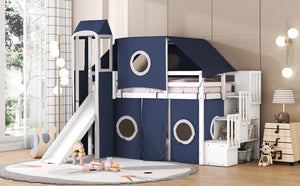 English Elm Twin Castle Loft Bed with Play Tower Pinewood Frame for Kids Bedroom Storybook LT000568AAC-1