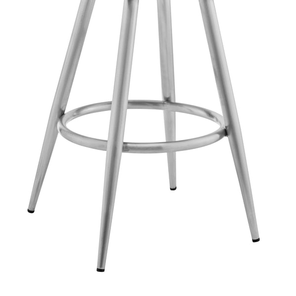 English Elm Norcia 30" Gray Faux Leather Swivel Bar Stool with Diamond Stitching, Thick Foam & Brushed Steel Frame B2736P268573