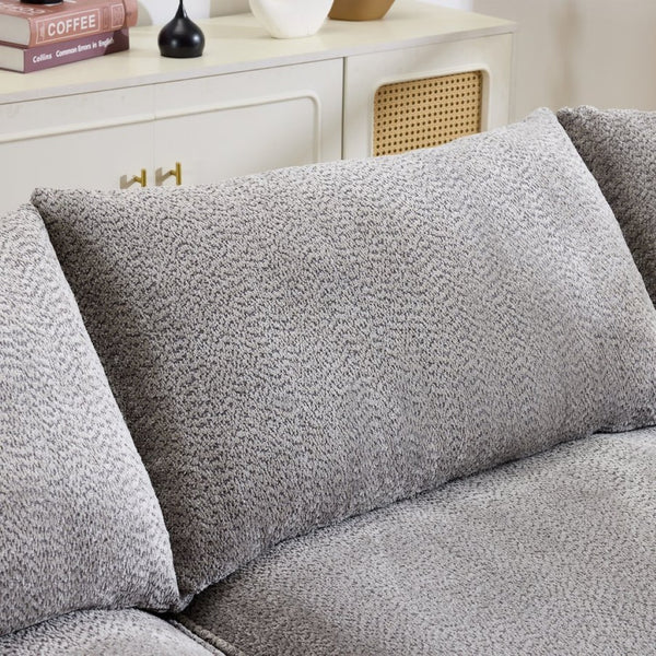 English Elm 124.5-inch Curved Chenille Sectional Sofa with Pillows Deep Seat Living Room Couch Grey W3612S00033