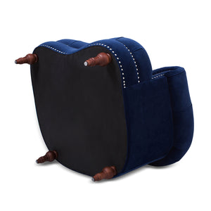 English Elm Jennifer Taylor Home - La La Rosa Victorian Tufted Upholstered Accent Chair in Luxe Velvet with Nailhead Trim and Support Navy Blue B2719P238179