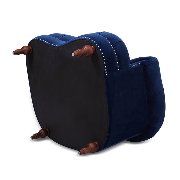 English Elm Jennifer Taylor Home - La La Rosa Victorian Tufted Upholstered Accent Chair in Luxe Velvet with Nailhead Trim and Support Navy Blue B2719P238179