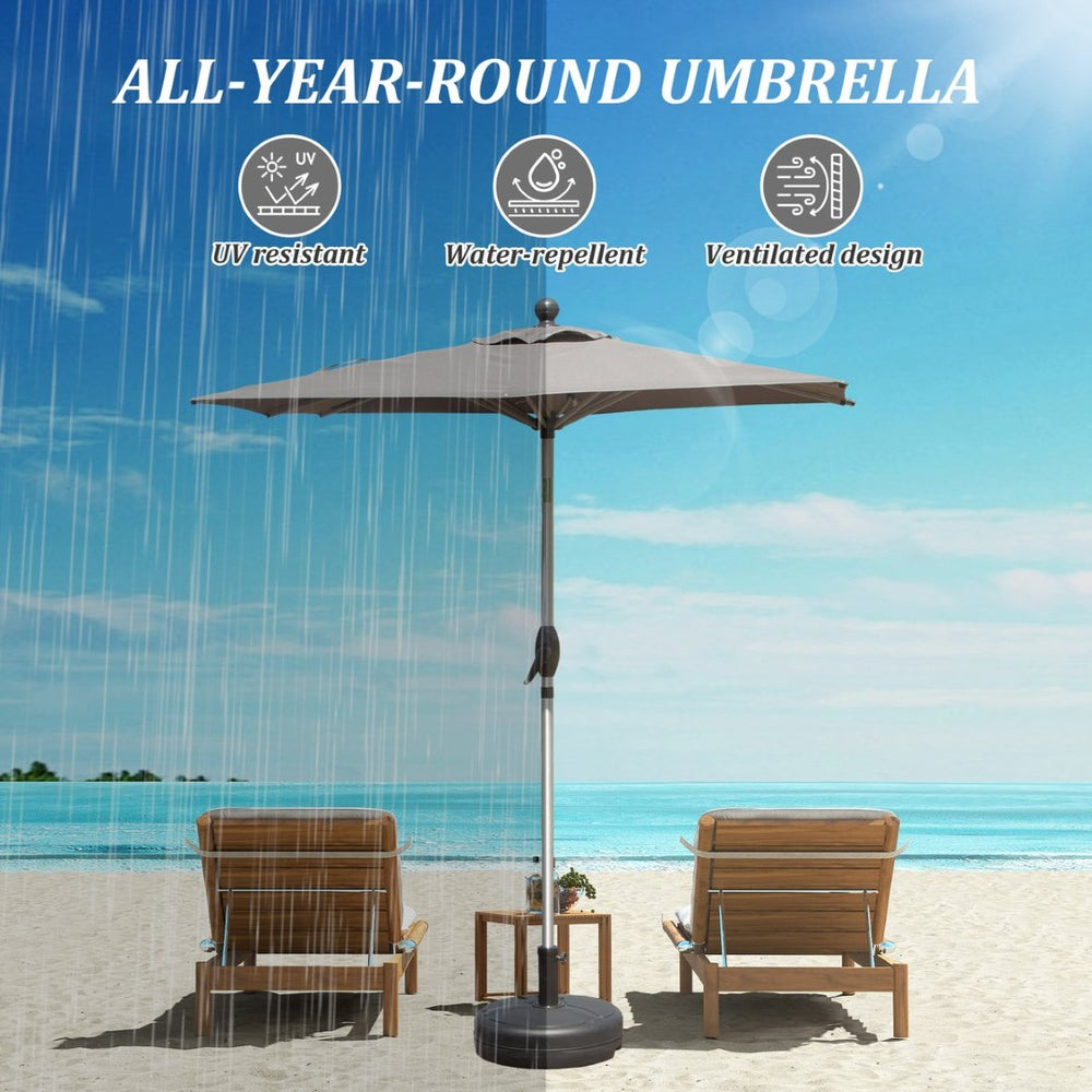 English Elm Rectangle Patio Umbrella With Crank Lift & Adjustable Tilt - Stylish Grey Shade For Outdoors W1859P320942-GIGA