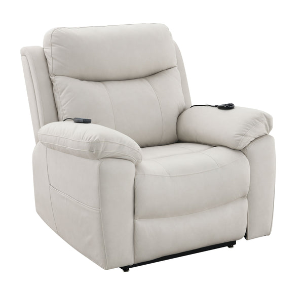 English Elm Chriki Beige Polished Microfiber Power Recliner with Lift, Heated Massage, Ergonomic Support & Remote Comfort B2726P242437