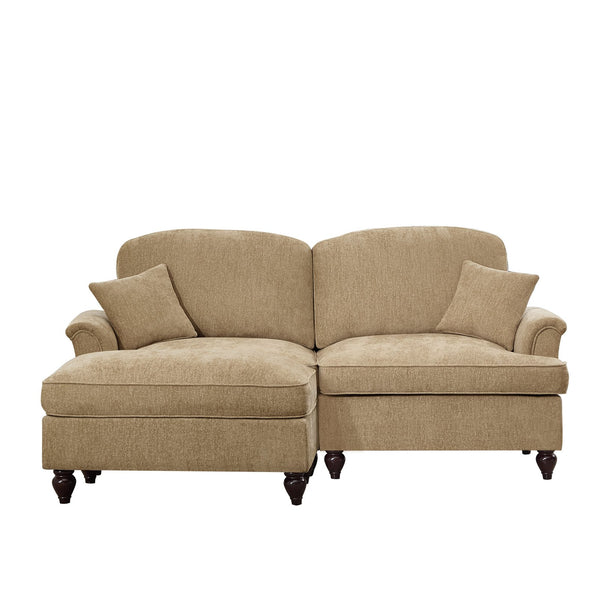 English Elm Elegant Mid Century Modular L-Shaped Sofa With Flared Arms, Movable Ottoman & Ruffle Skirts W3041S00345