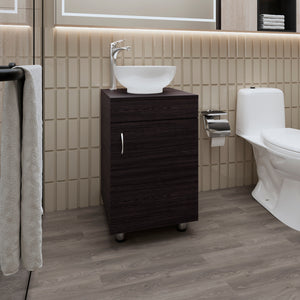 English Elm FM Modern Floating Bathroom Vanity with Integrated Sink and Soft-Close Door for Sleek Storage Wenge 28.35 L x 22.44 W x 11.42 H B128P293886
