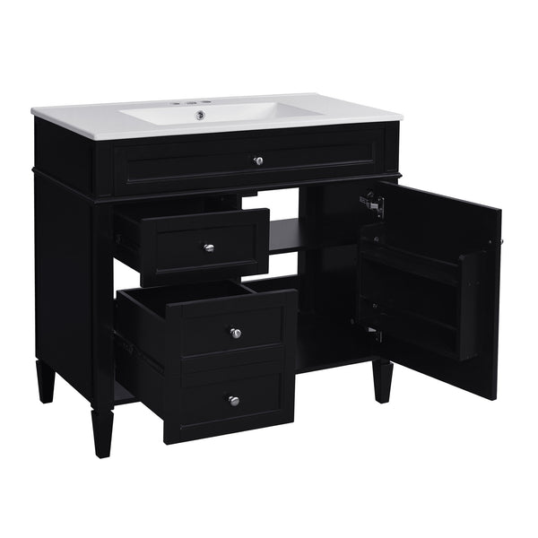 English Elm 36'' Modern Bathroom Vanity With Ceramic Sink, Elegant Storage Cabinet & 2 Drawers For Essentials N710P230246B