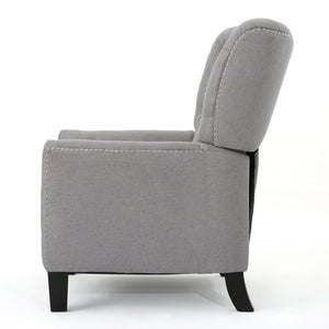 English Elm Christopher Knight Home® - Modern Light Grey Fabric Push Back Recliner with Rivet Accents, Ergonomic Support, Plush Cushioning for Living Room Comfort 61370.00LGRY