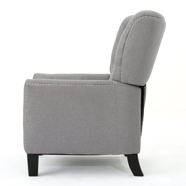English Elm Christopher Knight Home® - Modern Light Grey Fabric Push Back Recliner with Rivet Accents, Ergonomic Support, Plush Cushioning for Living Room Comfort 61370.00LGRY