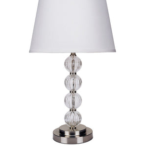 English Elm 28.5" Orb Glam Table Lamp Satin Nickel Crystal Accents Linen Shade Bedroom Nightstand B072116128
