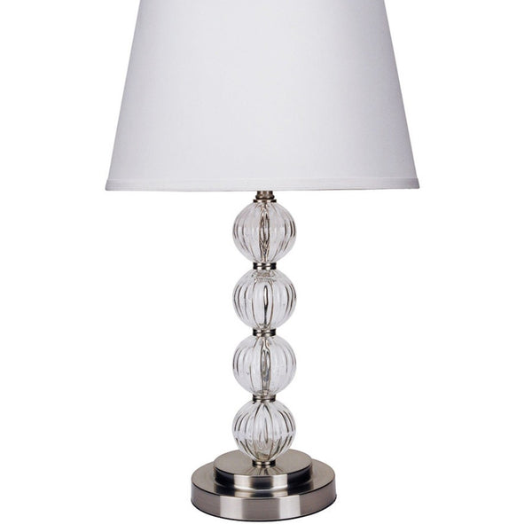 English Elm 28.5" Orb Glam Table Lamp Satin Nickel Crystal Accents Linen Shade Bedroom Nightstand B072116128