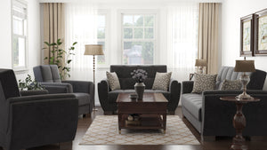 English Elm PrimeNest NimbusFlow Collection Upholstered Convertible Loveseat with Storage, Sleeper, Chenille Comfort Black B030P281732