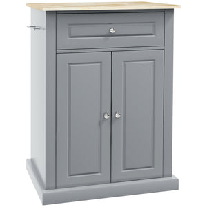 English Elm HOMCOM Rolling Kitchen Island Cart with Drawer, Adjustable Shelf, 2 Towel Racks & Wheels – Grey W2225P229114