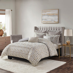 Madison Park Signature Sanctuary Glam/Luxury Comforter King 9 Piece Set MPS10-459 Taupe/Gold