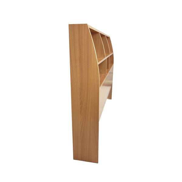English Elm Bookcase Headboard Full Size Freestanding with Five Storage Cubbies in Warm Beech B107P428570