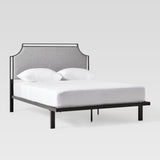 Upholstered Traditional Metal Queen Bed Grey MMIB5CGY Walker Edison