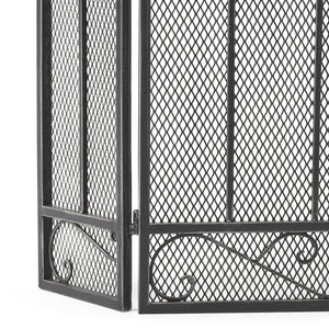 English Elm Christopher Knight Home® - FIRE Decorative Iron Fireplace Screen with Durable Mesh Shield and Classic Curved Frame for Safety and Style Black+Silver 65184.00BLKSILV