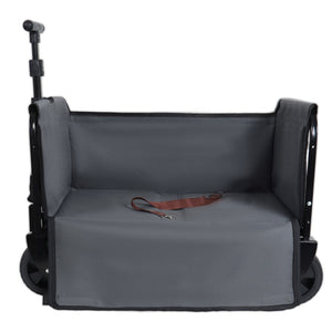 English Elm All-in-one Folding Camping Wagon with Bench Seating Storage and Pet Tether Outdoor Black+ Gray W2932P312713