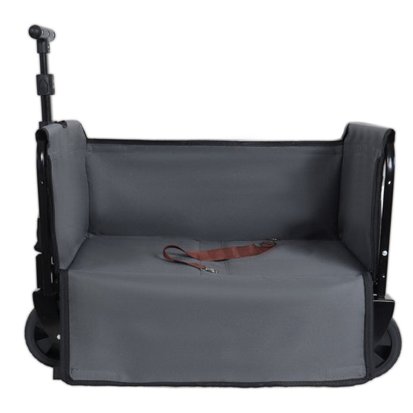 English Elm All-in-one Folding Camping Wagon with Bench Seating Storage and Pet Tether Outdoor Black+ Gray W2932P312713