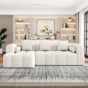 English Elm 101.2" Modern Sectional Sofa Full-Compressed Modular Couch with Deep Seating, Tufted Chenille Fabric, Pillows Included Beige N719S001890A