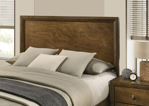 English Elm Strong Walnut Panel Bed Full Size Carved Headboard Transitional Rubberwood Bedroom Frame B2741S00214