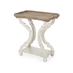 English Elm Christopher Knight Home® - End Hourglass Accent Table with Lipped Rectangular Top, French Country Firwood Charm and Elegance Natural+White N771P223027Y