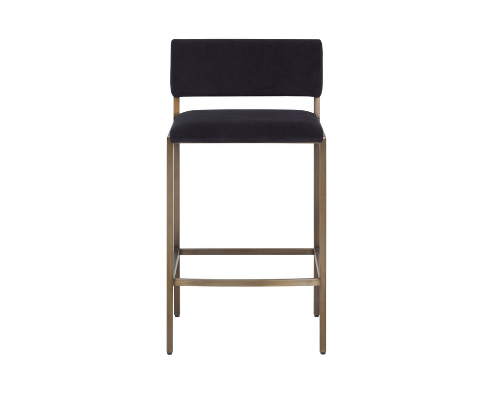 Sunpan MORI Counter Stool - Elegant Abbington Black Fabric with Gold Frame for Modern Kitchen Comfort 112558