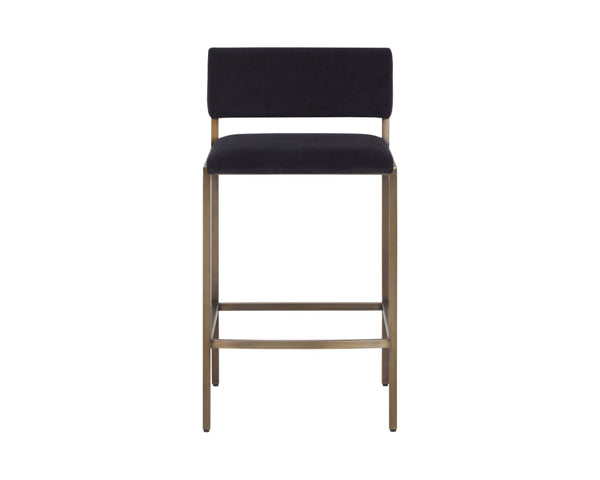 Sunpan MORI Counter Stool - Elegant Abbington Black Fabric with Gold Frame for Modern Kitchen Comfort 112558