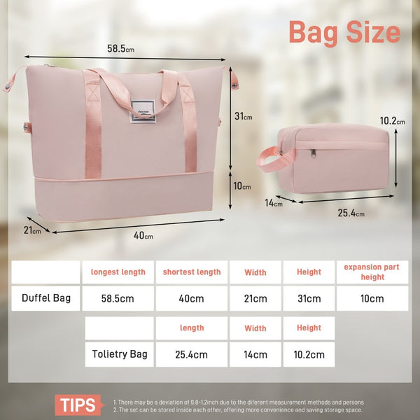 English Elm 6 Piece Hardshell Abs Travel Set with Spinner Wheels Combination Lock and Toiletry Bag Light Pink N732P391314U