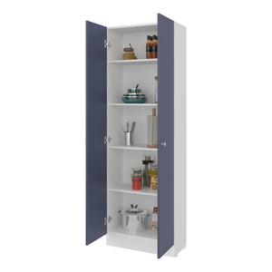 English Elm Kronos Stylish Two-Tone Wall Cupboard with Five Shelves, Concealed Doors for Clutter-Free Storage B062P389913