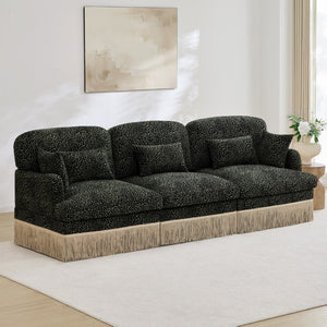 English Elm 100" Leopard Chenille Sectional Sofa with Tassel Trim Deep Seat Modular Living Room Couch Green W5656S00031