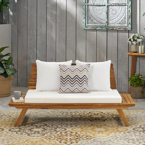 English Elm Christopher Knight Home® - SEDONA Acacia Wood Loveseat with Water-Resistant Cushions and Wide Seat Panel for Outdoor Comfort Teak 68.5 L x 32 W x 11.25 H 63745.00WHI