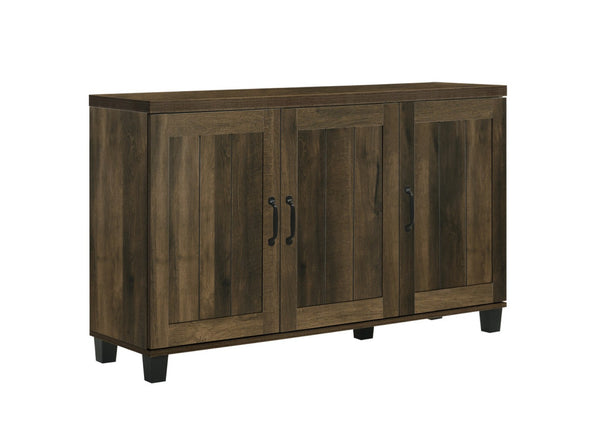 English Elm Cortona Three Door Shoe Cabinet with Oak Grain Laminate Finish for Entryway Dark Oak B2749P413396