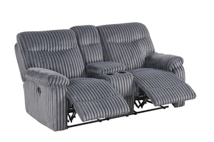 English Elm Comfy Velvet Reclining Loveseat with Chaise Cushioning and Console for Media Rooms B078P473037