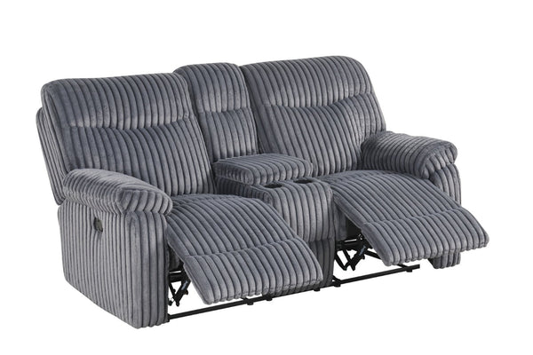 English Elm Comfy Velvet Reclining Loveseat with Chaise Cushioning and Console for Media Rooms B078P473037