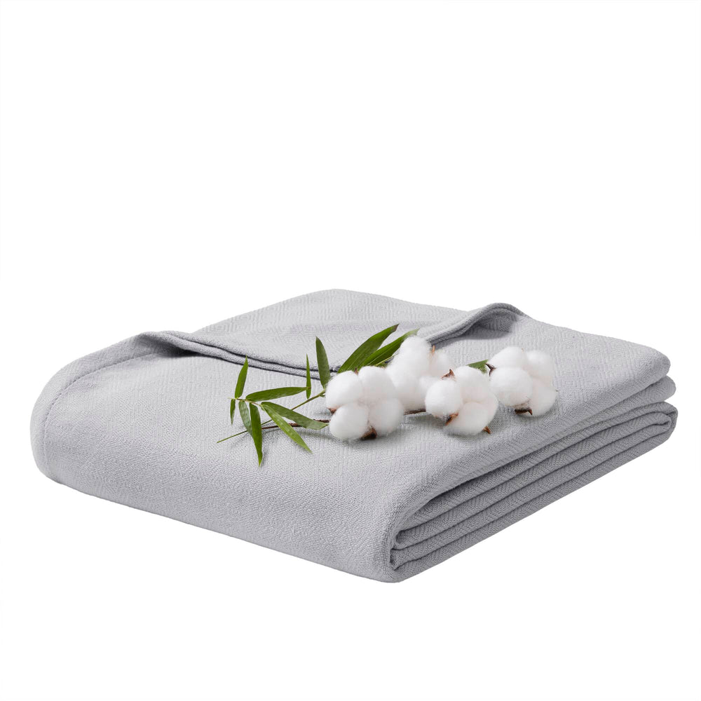 JLA Home Madison Park - Rayon Diamond Jacquard Bamboo Cotton Blanket — Silky, Breathable Throw with Lasting Softness & Gift Boxed Grey AM51-0516