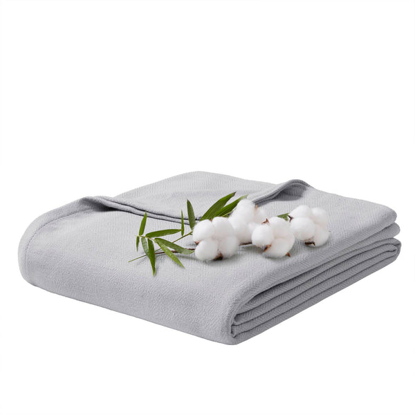 JLA Home Madison Park - Rayon Diamond Jacquard Bamboo Cotton Blanket — Silky, Breathable Throw with Lasting Softness & Gift Boxed Grey AM51-0516