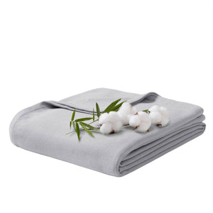 JLA Home Madison Park - Rayon Bamboo Cotton Blanket with Diamond Jacquard Weave — Breathable, Silky Soft & Gift-Ready Luxury Grey AM51-0515