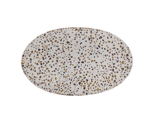 Sunpan Carment Side Table - Unique Terrazzo Top with Concrete Base & Antique Brass Rod for Stylish Spaces