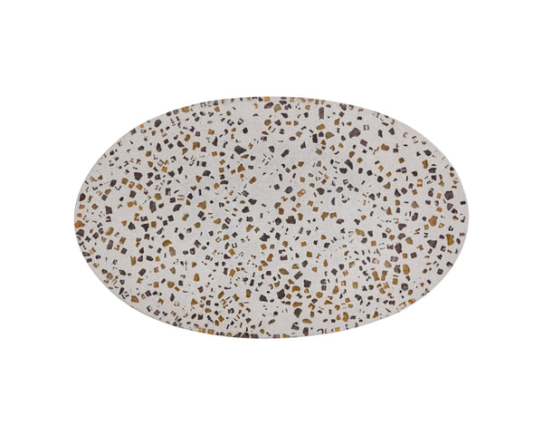 Sunpan Carment Side Table - Unique Terrazzo Top with Concrete Base & Antique Brass Rod for Stylish Spaces