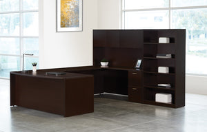 OSP Home Furnishings Napa U Shaped Sectional with Built in Storage for Modern Living Rooms Espresso NAPESP-TYP15R