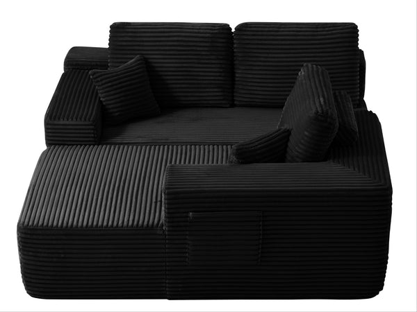 English Elm 104" Plush Corduroy L-shape Sectional Deep Seat Modular Sofa with Chaise Storage W3975S00044