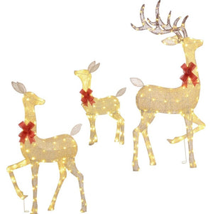 English Elm 3-piece Lighted Reindeer Family Set with Warm White Leds for Festive Outdoor Lawn Decor T3971P414569