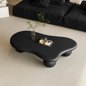 English Elm 47 Inch Cloud Shaped Coffee Table - Modern Black Centerpiece With 3 Legs For Stylish Living Rooms W1435S00015