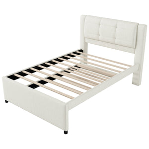 English Elm Full Size Upholstered Platform Bed With Versatile Trundle For Stylish And Comfortable Sleep Solutions DL001678AAK