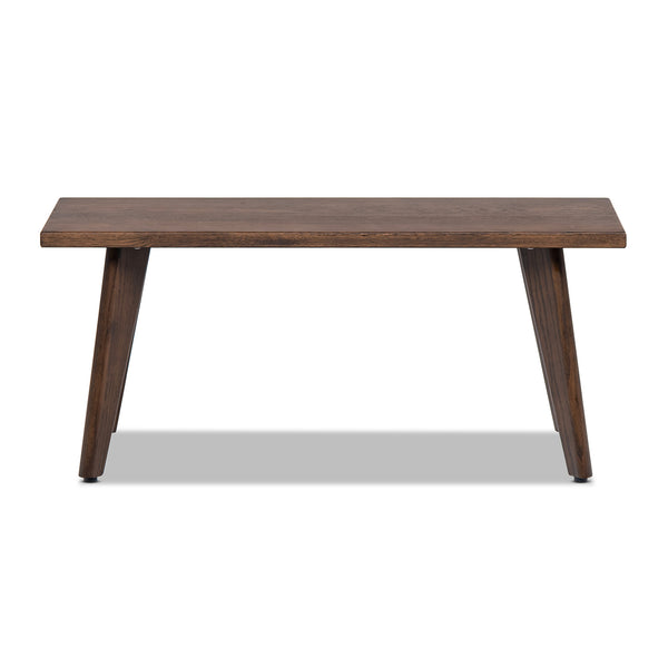 English Elm Jennifer Taylor Home - Capri Solid Red Oak Wood Bench 41.5" – Handcrafted Mid-Century Tapered Legs, Slim Space-Saving Seat Dark Brown B2719P395572