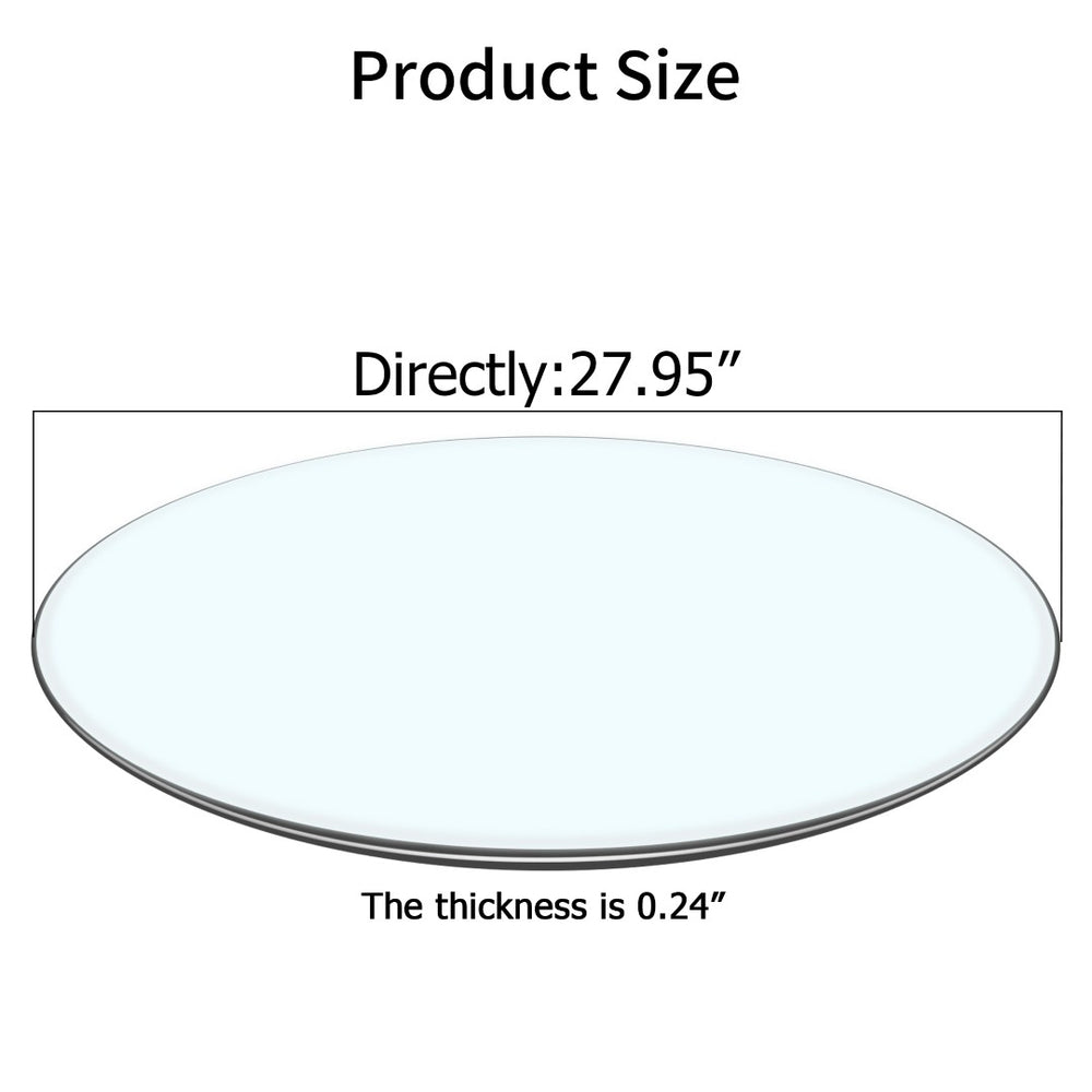 English Elm Size: 27.95 Round Tempered Glass Tabletop Transparent Polished Edge Replacement Surface W1151106037