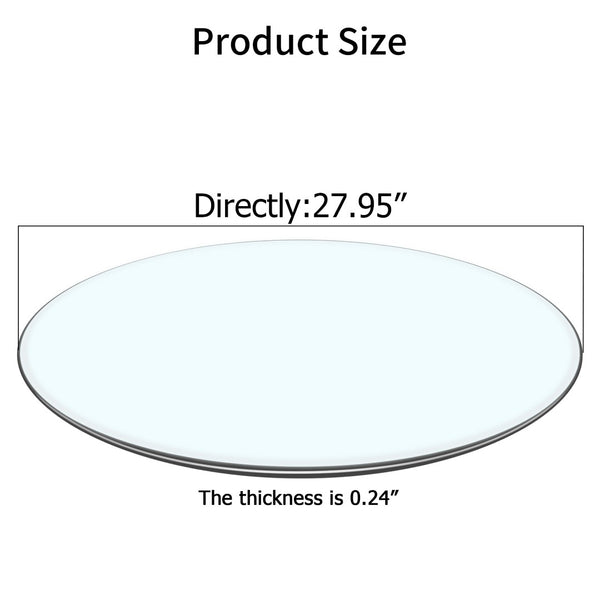 English Elm Size: 27.95 Round Tempered Glass Tabletop Transparent Polished Edge Replacement Surface W1151106037