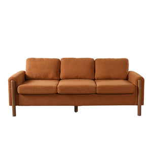 English Elm Christopher Knight Home® - 83.86" 3-Seater Sofa in Teddy Velvet with Curved Armrests & Solid Wood Legs, Plush Durable Comfort Orange N765P331021Y