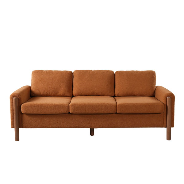 English Elm Christopher Knight Home® - 83.86" 3-Seater Sofa in Teddy Velvet with Curved Armrests & Solid Wood Legs, Plush Durable Comfort Orange N765P331021Y
